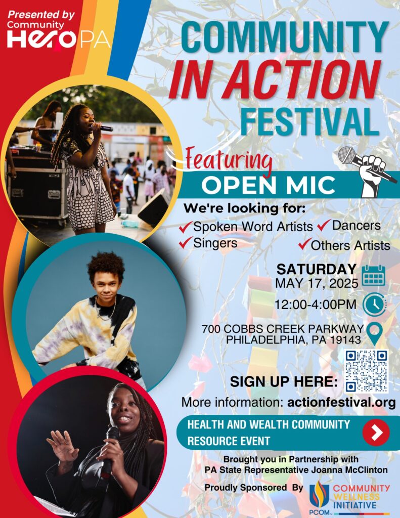 2025 Community in Action Festival Open Mic Flyer